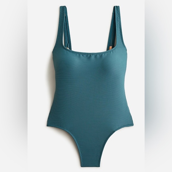 J CREW One Piece Swimsuit Womens Size 10 Green Ribbed Square Neck Bodycon Ladies - Picture 1 of 11